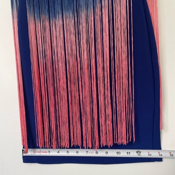 COPY - Royal Blue Mini Dress with Pink Ombré by Rare London US Size 2 xs - Picture 5 of 10